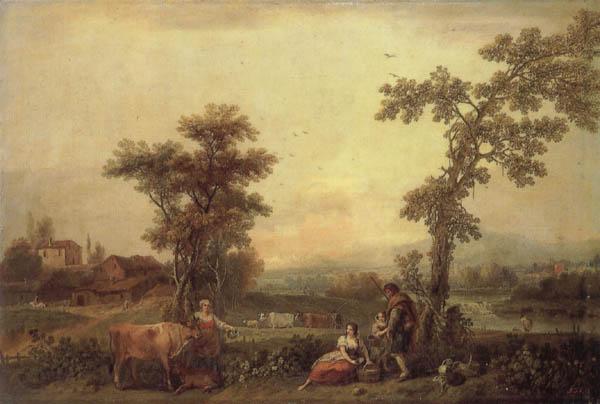Francesco Zuccarelli Landscape with a Woman Leading a Cow Norge oil painting art